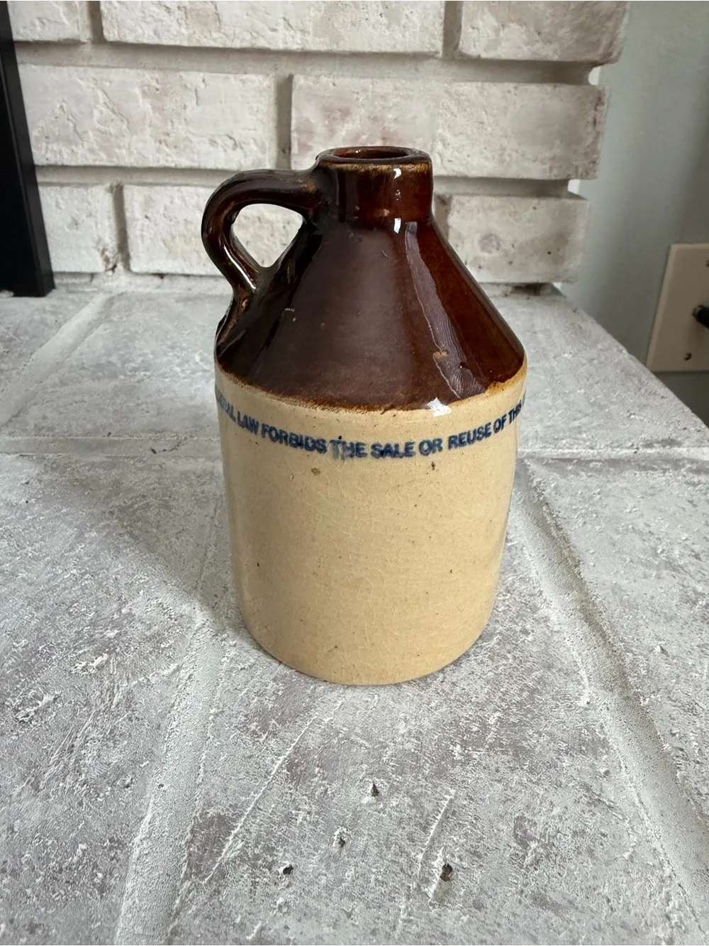 McCormack Two-Tone Brown Stoneware Bourbon 1/2 Pint Whiskey Jug